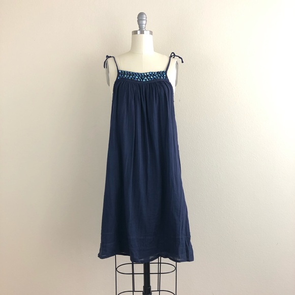 Calypso St. Barth Dresses & Skirts - Calypso St. Barth Beaded Navy Shift Dress